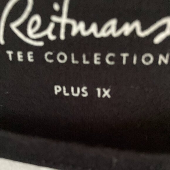 REITMANS GRAPHIC T-SHIRT TOP SHORT SLEEVES BLACK PLUS SIZE 1X - Picture 4 of 5